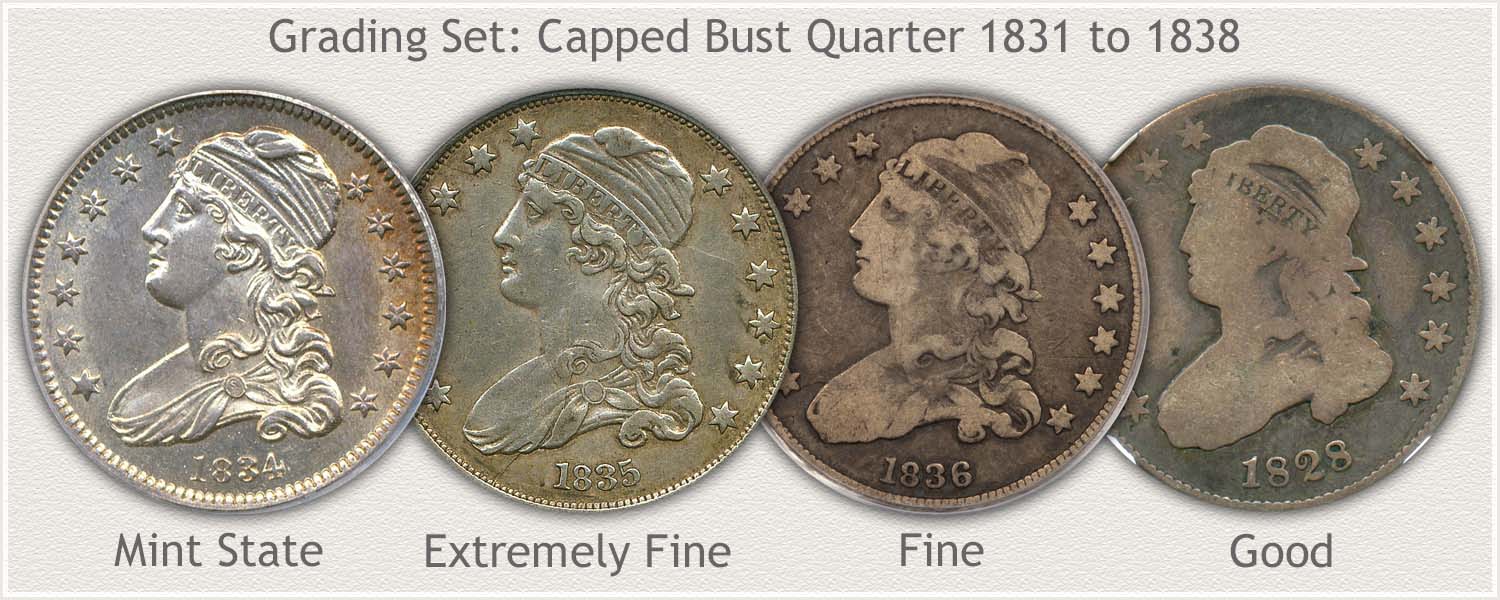 Capped Bust Quarter Small Diameter Grading Set