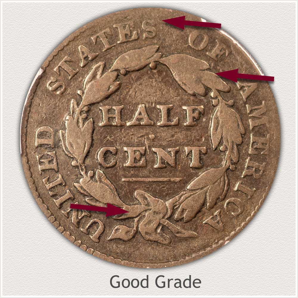 Reverse View: Good Grade Classic Head Half Cent