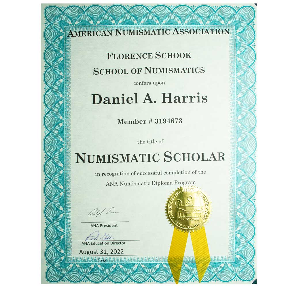 Daniel Harris Numismatic Scholar Award