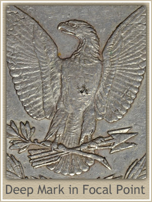 Deep Mark in Focal Point Reverse Morgan Dollar