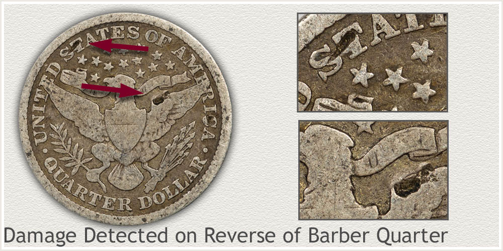 Barber Quarter With Damage on Reverse