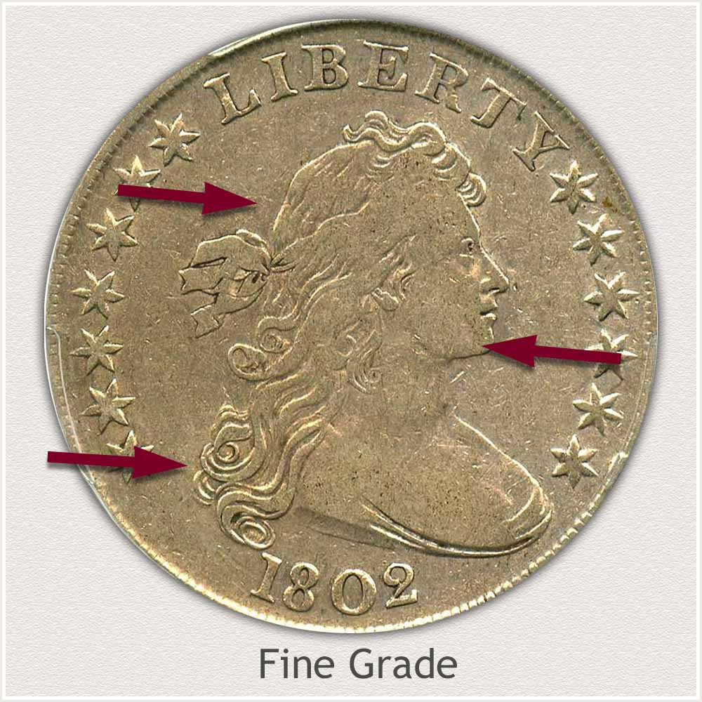 Obverse View: Fine Grade Draped Bust Silver Dollar