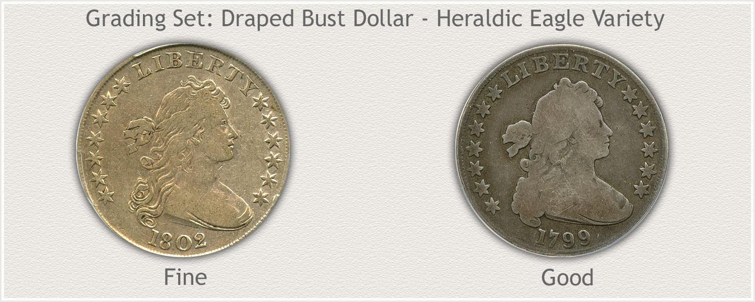 Grade Set of Bust Silver Dollars in Fine and Good Grades