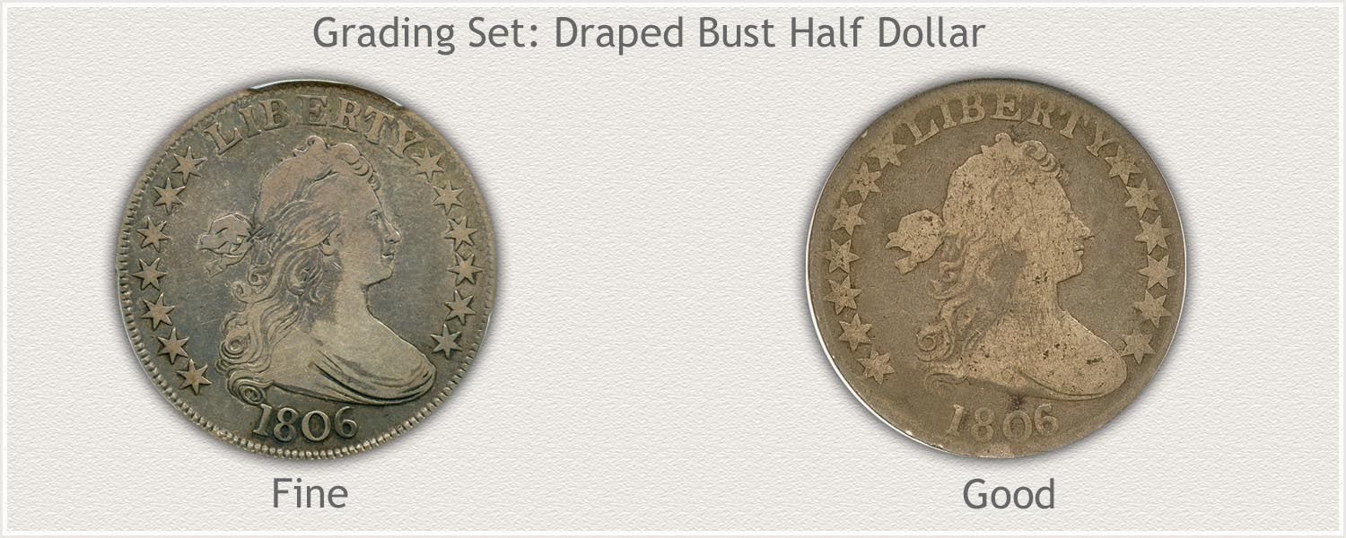 Grade Set Draped Bust Half Dollar Fine and Good Grades