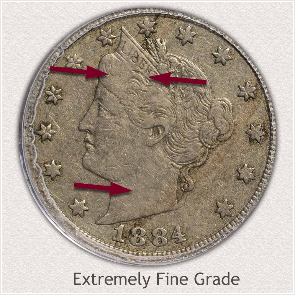 Obverse of an Extremely Fine Grade Liberty Nickel