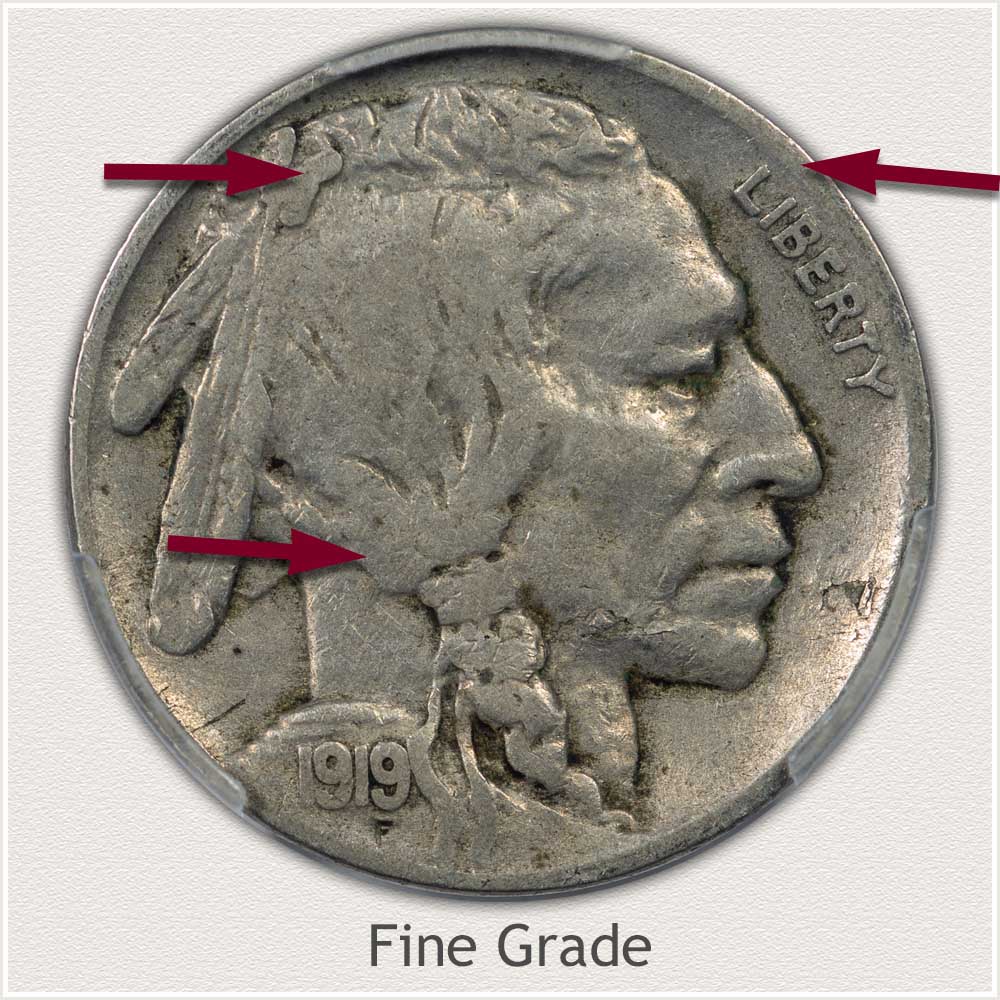 Fine Grade 1919 Buffalo Nickel