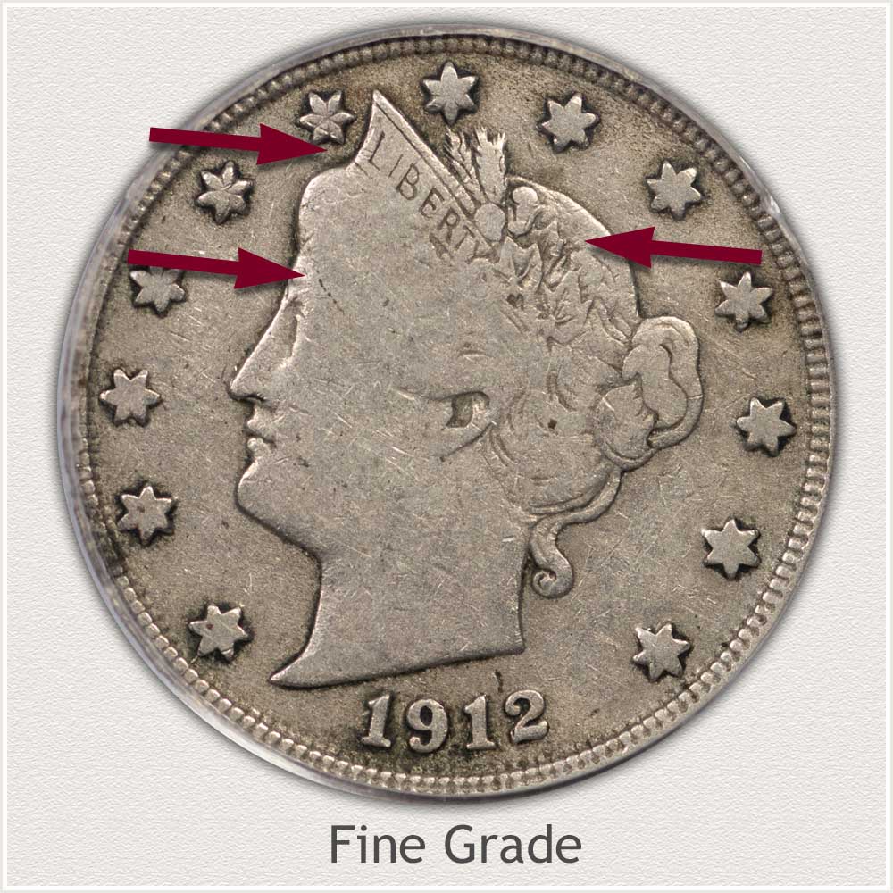 Amount of Wear to a Fine Grade Liberty Nickel
