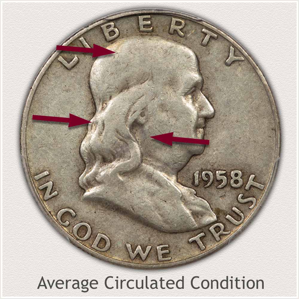 1954 D 50c Franklin Silver Half Dollar US Coin Average Circulated 