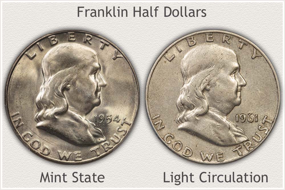 Mint State and Circulated Franklin Half Dollars