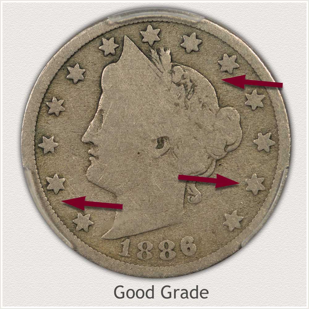 Good Grade 1886 Liberty Nickel