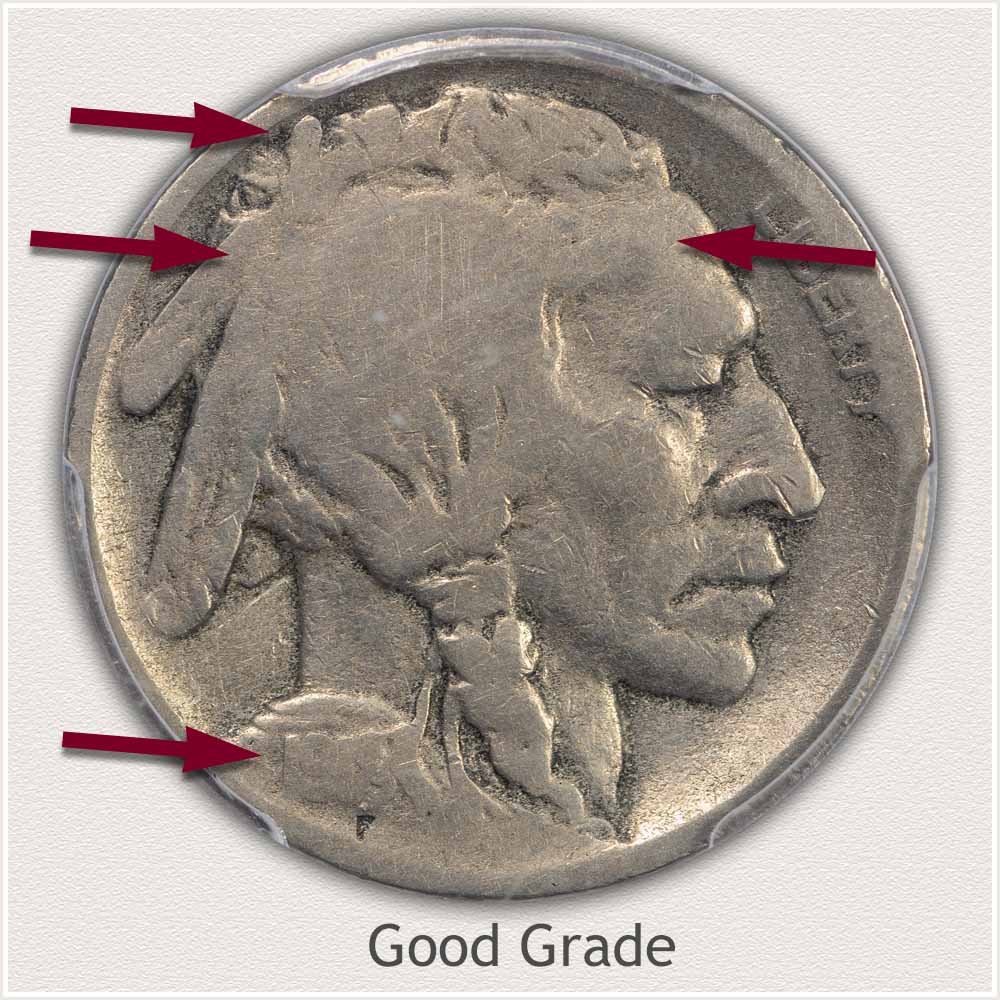 Example of a Good Grade Condition 1918 Buffalo Nickel
