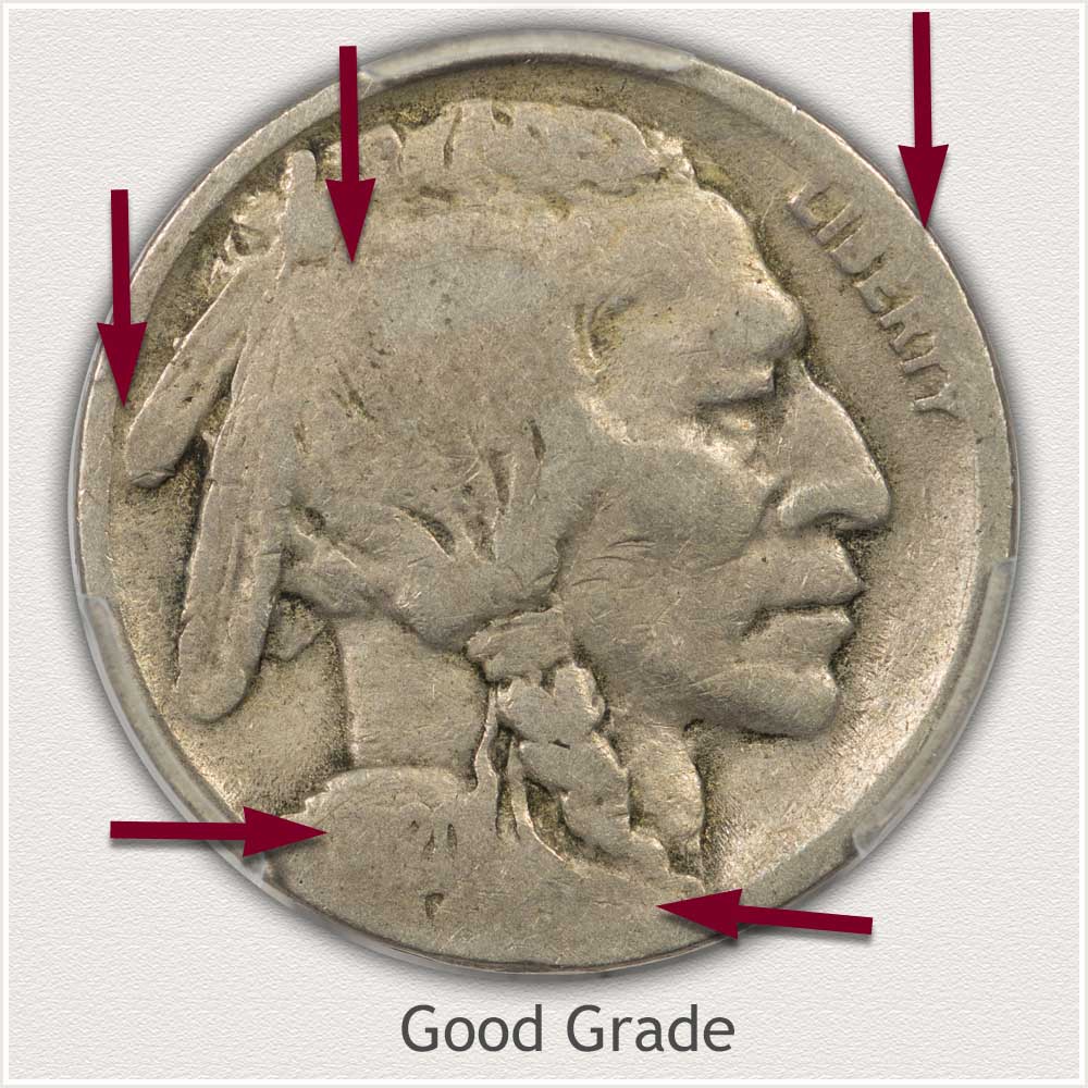 Obverse View of a Good Grade Buffalo Nickel