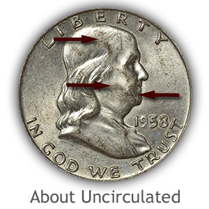 Grading Obverse About Uncirculated Franklin Half Dollar
