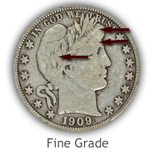 Grading Obverse Fine Condition Barber Half Dollars