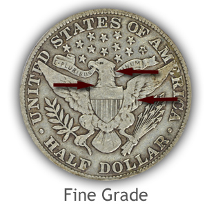 Grading Reverse Fine Condition Barber Half Dollars