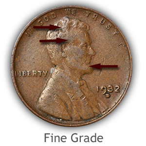 Grading Obverse Fine Lincoln Wheat Penny