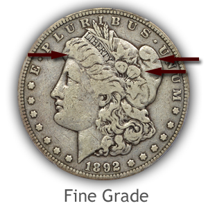 Grading Obverse Fine Condition Morgan Silver Dollars