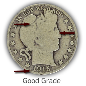 Grading Obverse Good Condition Barber Half Dollars