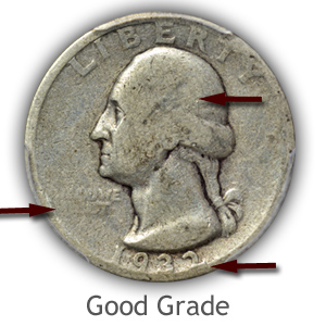 Grading Obverse Good Condition Washington Quarter