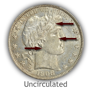 Grading Obverse Uncirculated Barber Half Dollars