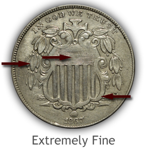 Grading Obverse Extremely Fine Condition Shield Nickels