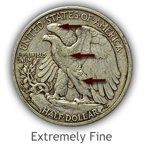 Grading Reverse Extremely Fine Walking Liberty Half Dollar