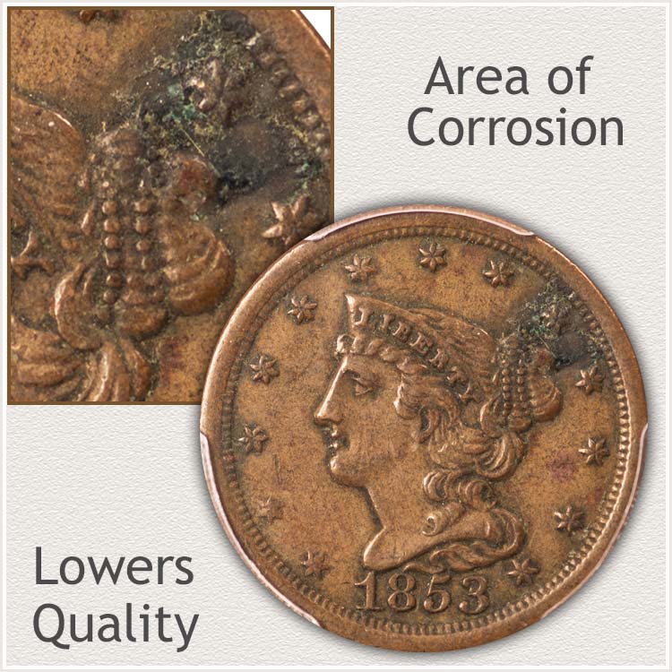 Half Cent with Corrosion on Obverse