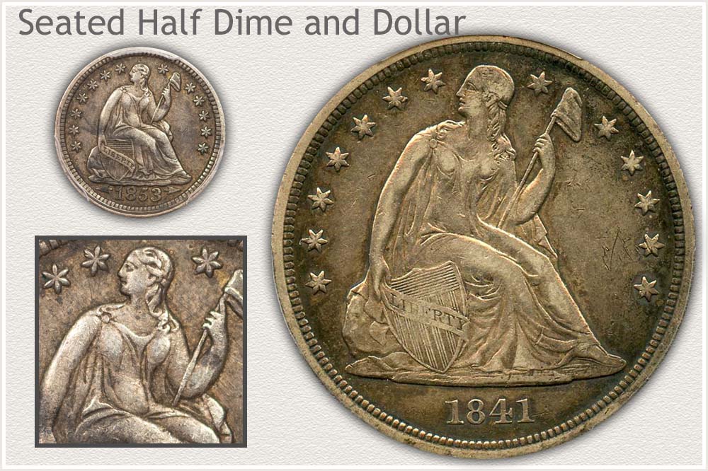 Seated Half Dime and Dollar Comparison