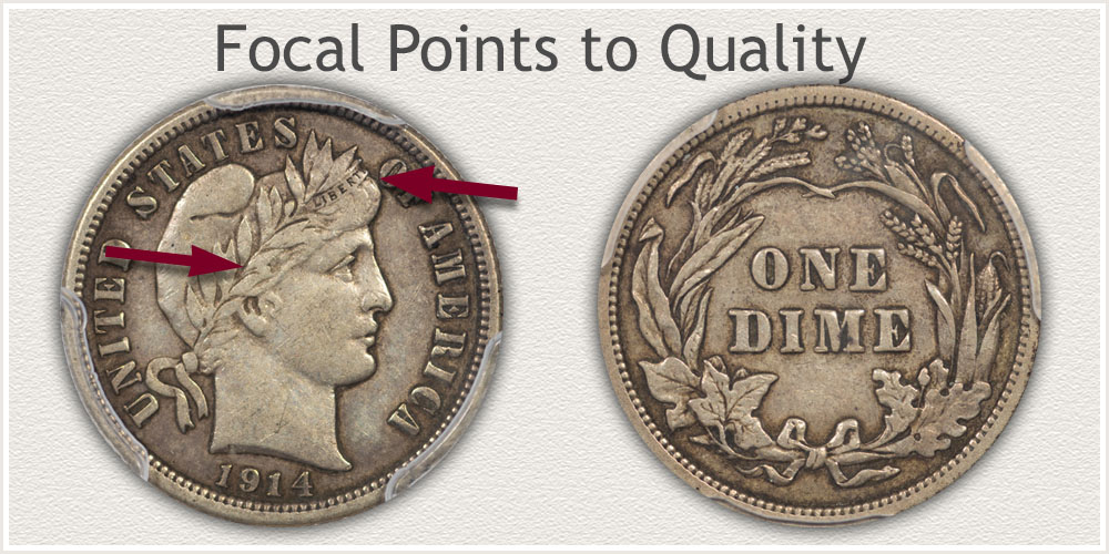 Focal Areas Indicating a Quality Barber Dime