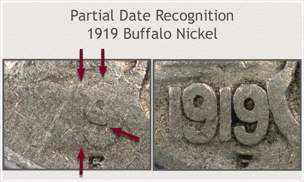 Close View of a Worn Date Buffalo Nickel