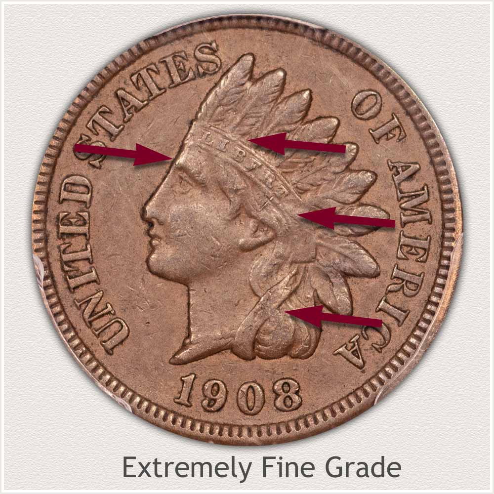 Obverse of Indian Penny in Extremely Fine Grade 