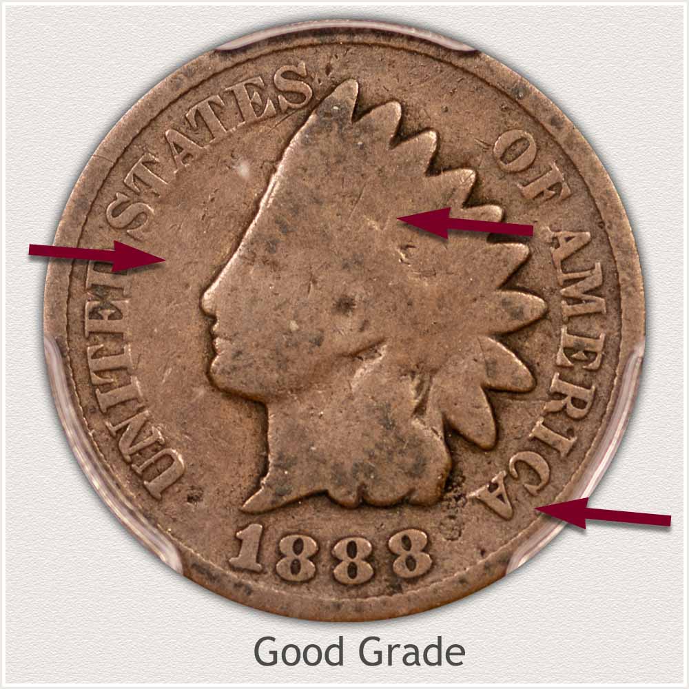 Obverse of an Indian Penny in Good Grade
