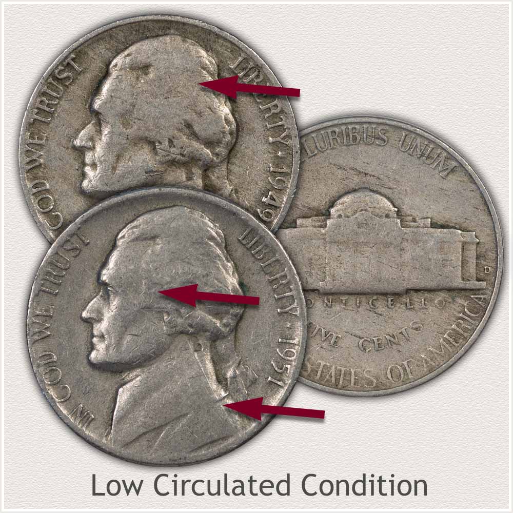 Jefferson Nickels in Low Circulated Condition