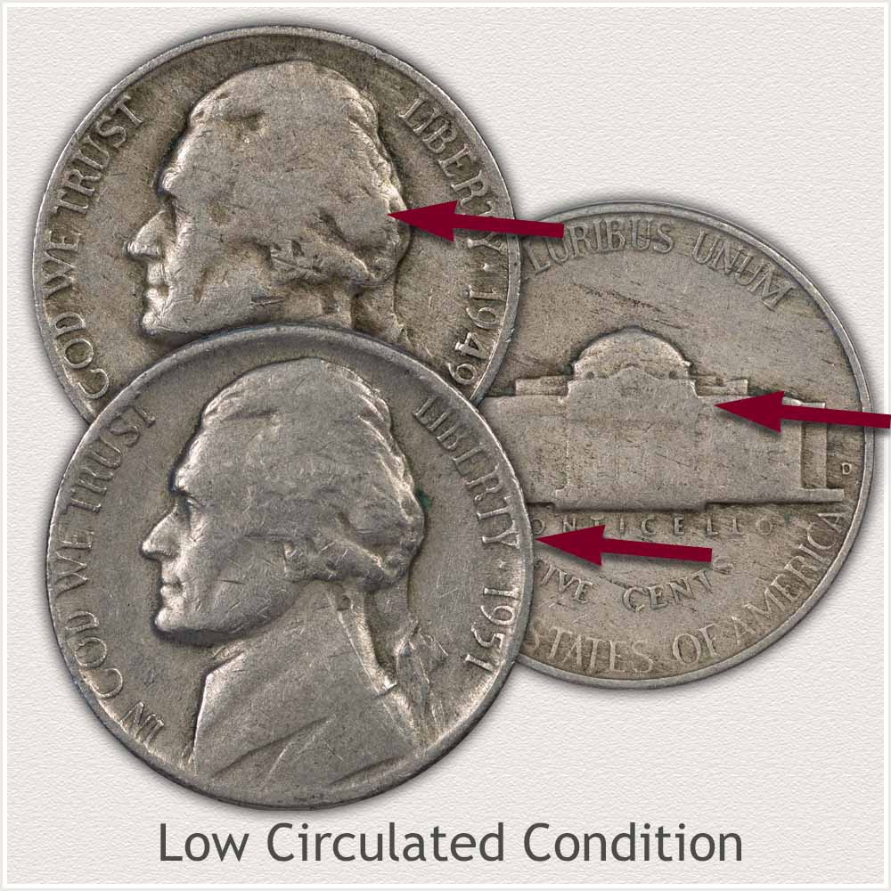 Jefferson Nickels in Low Circulated Condition