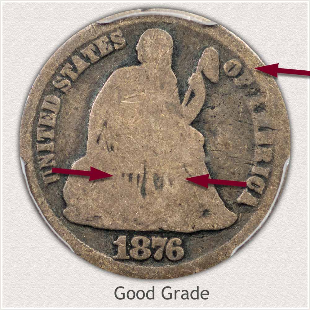 Obverse View: Good Grade Legend Obverse-Seated Dime
