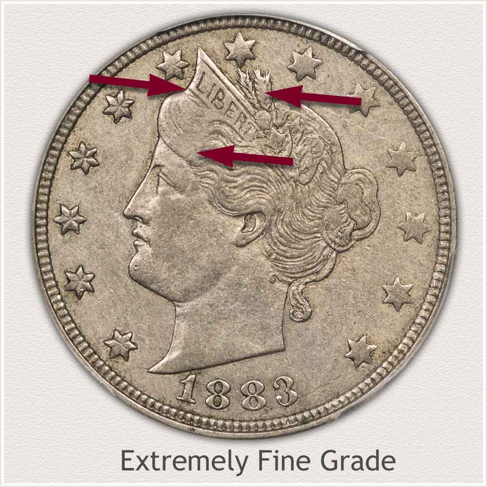 Obverse View: Extremely Fine Grade Liberty Nickel