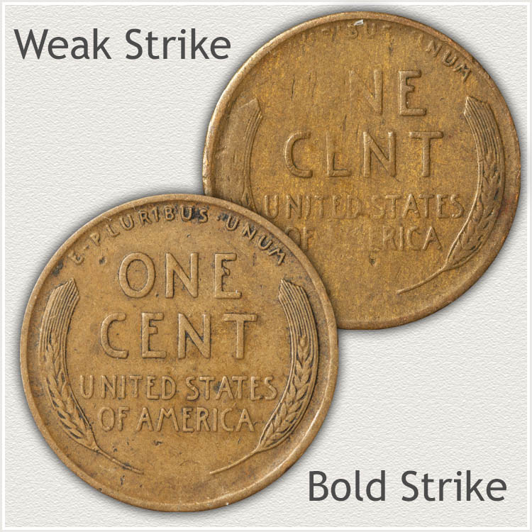 Strong Strike and Weak Strike Wheat Cents