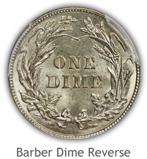 Mint State Barber Dime Reverse