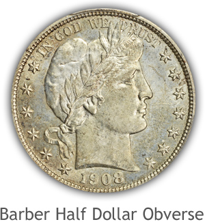 Mint State Barber Half Dollar Obverse
