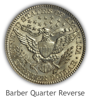 Mint State Barber Quarter Reverse