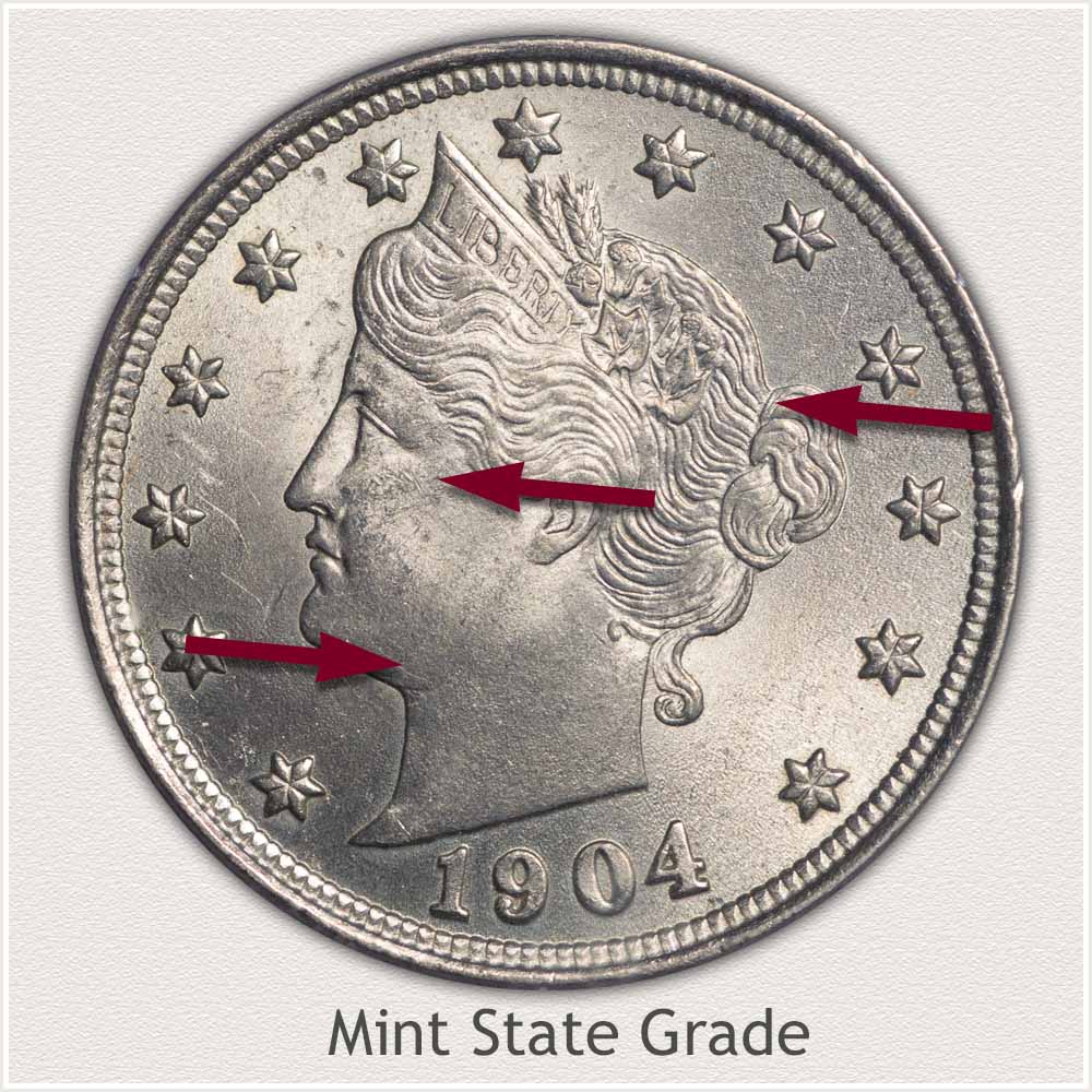 1904 Liberty Nickel Graded Mint State Condition