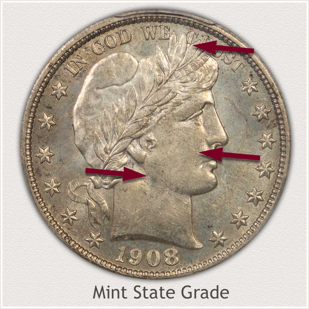 Barber Half Dollar Mint State Grade