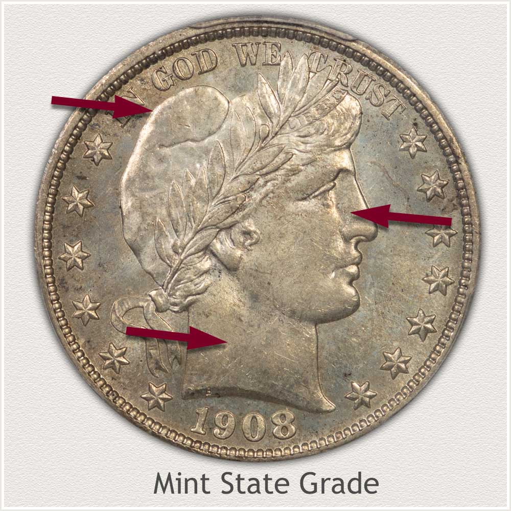 Barber Half Dollar Mint State Grade