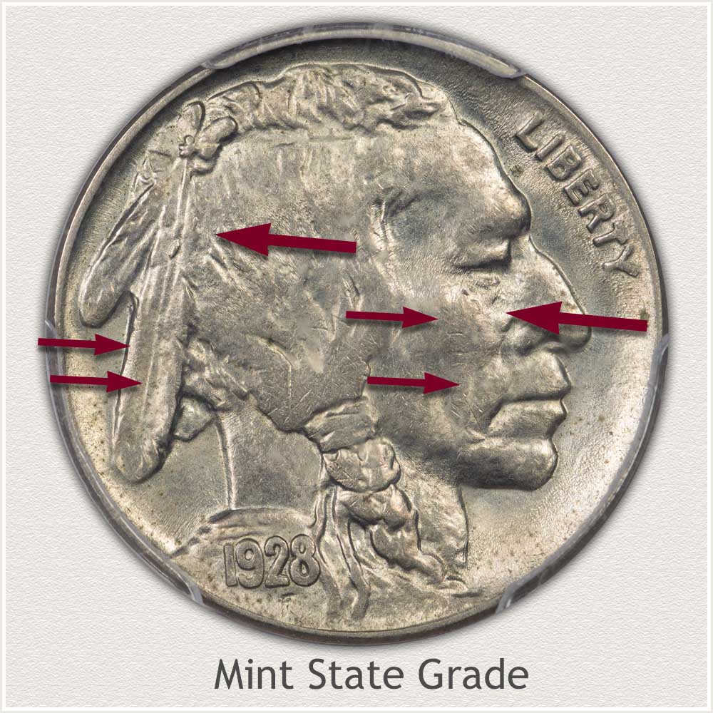 Obverse: Mint State Grade Buffalo Nickel