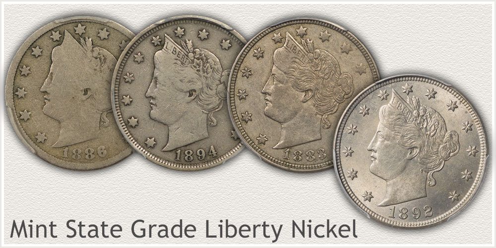 Highlighted is a Mint State Grade Liberty Nickel