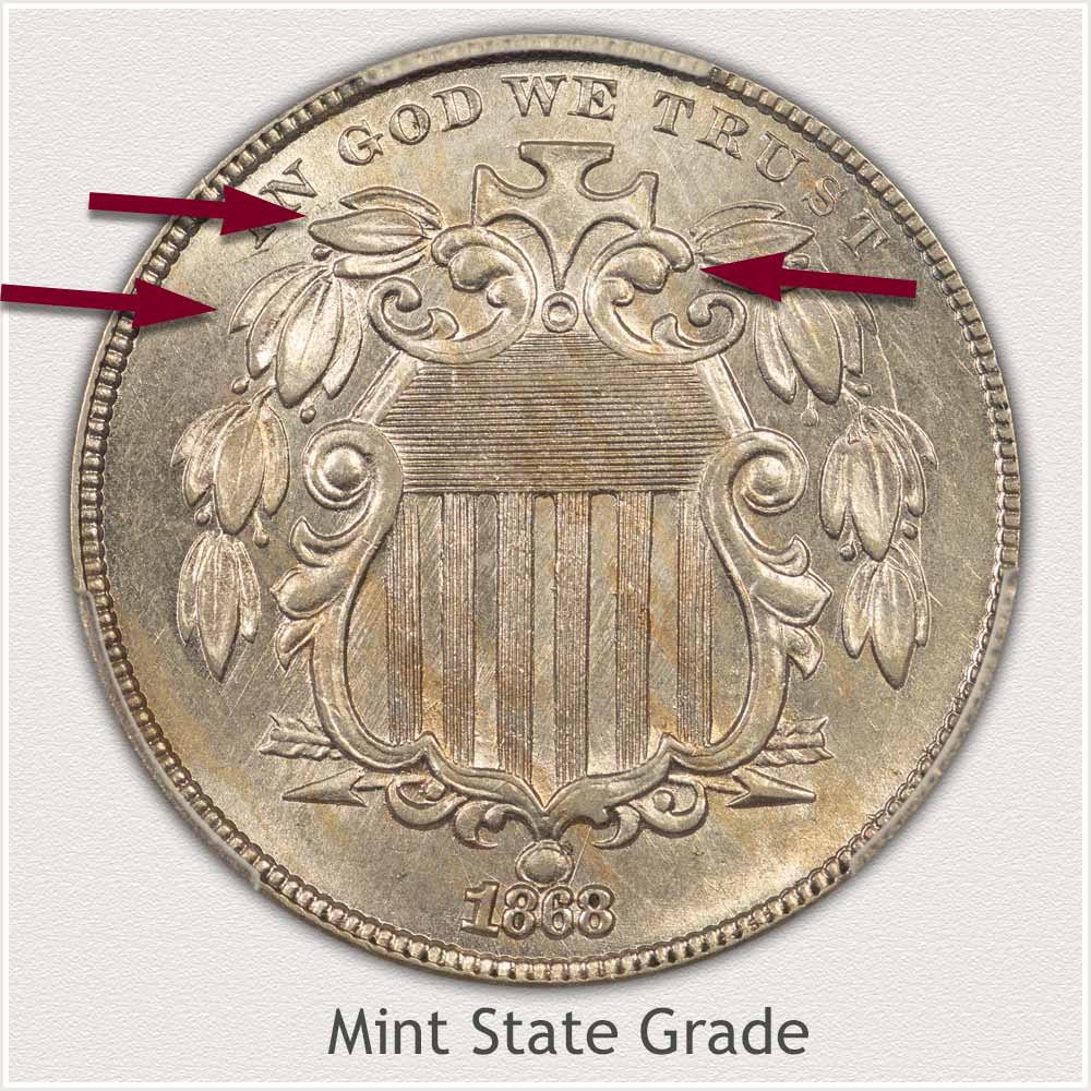 Obverse View of a Mint State Grade Shield Nickel