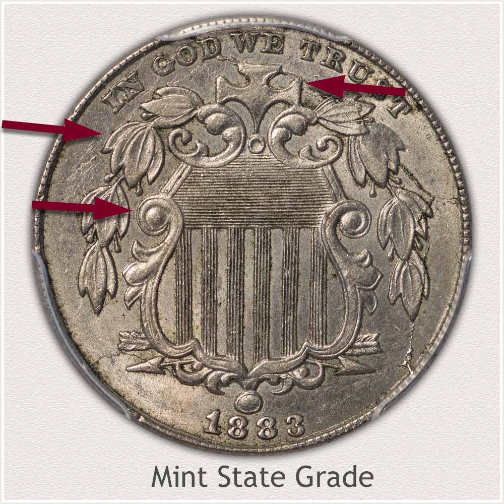 Obverse View of a Mint State Grade Shield Nickel