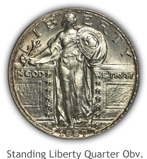 Mint State Standing Liberty Quarter Obverse