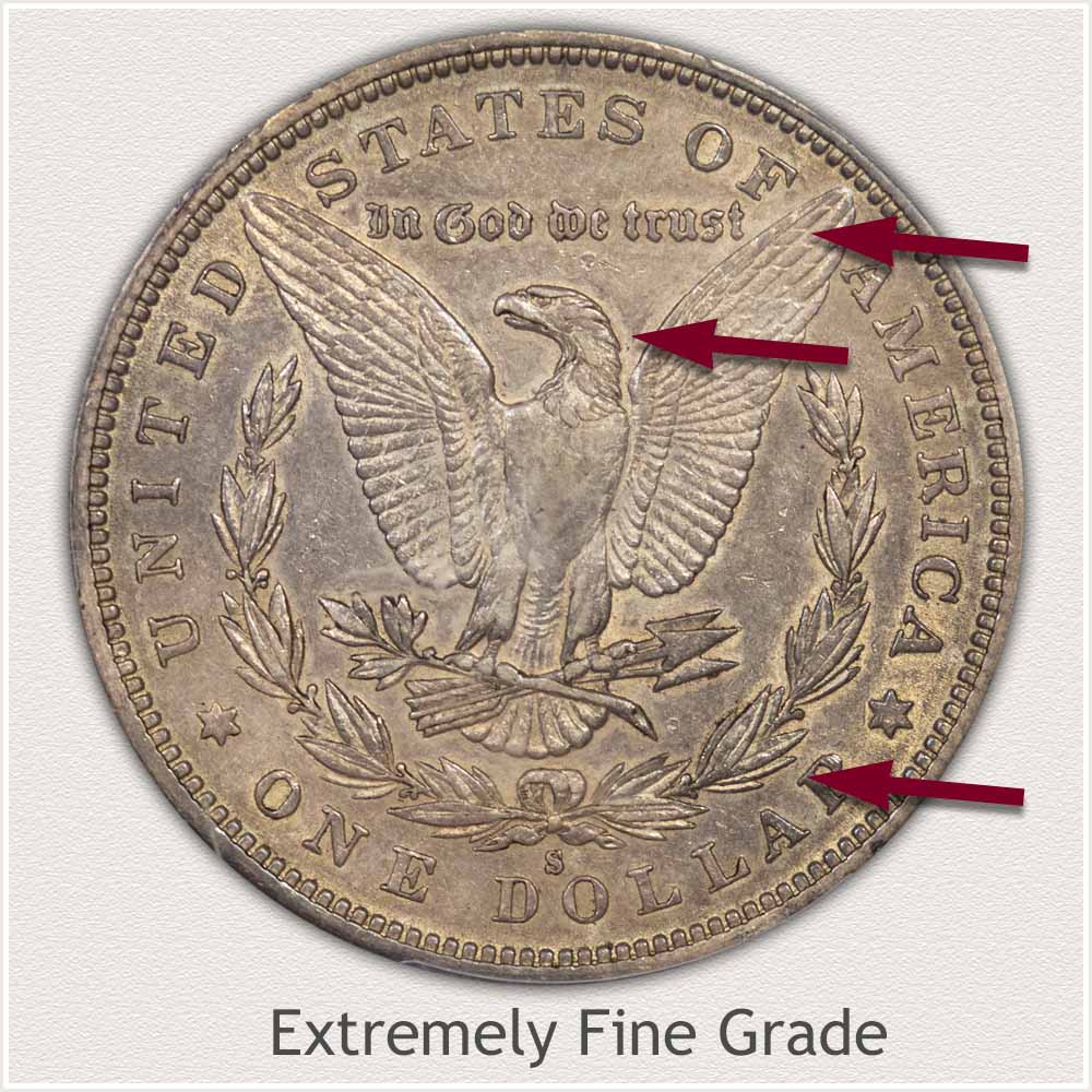 Reverse View: Extremely Fine Grade Morgan Silver Dollar