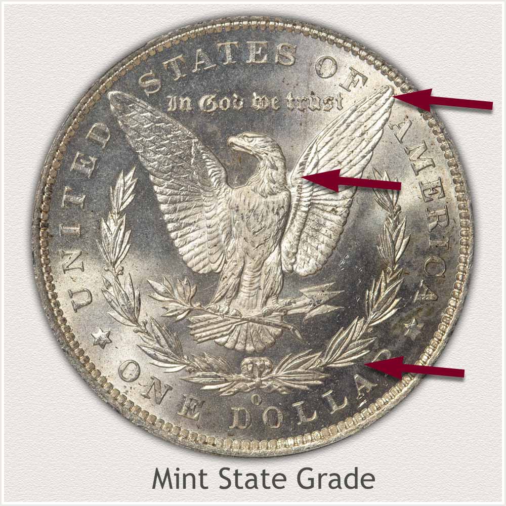 Reverse View: Mint State Grade Morgan Silver Dollar